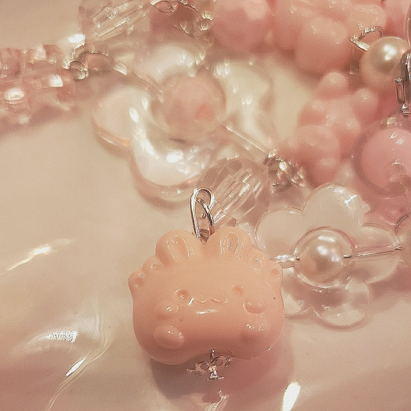 Handmade Cute Flowers & Bears & Bows Pink Bracelet - Picture 5 of 5